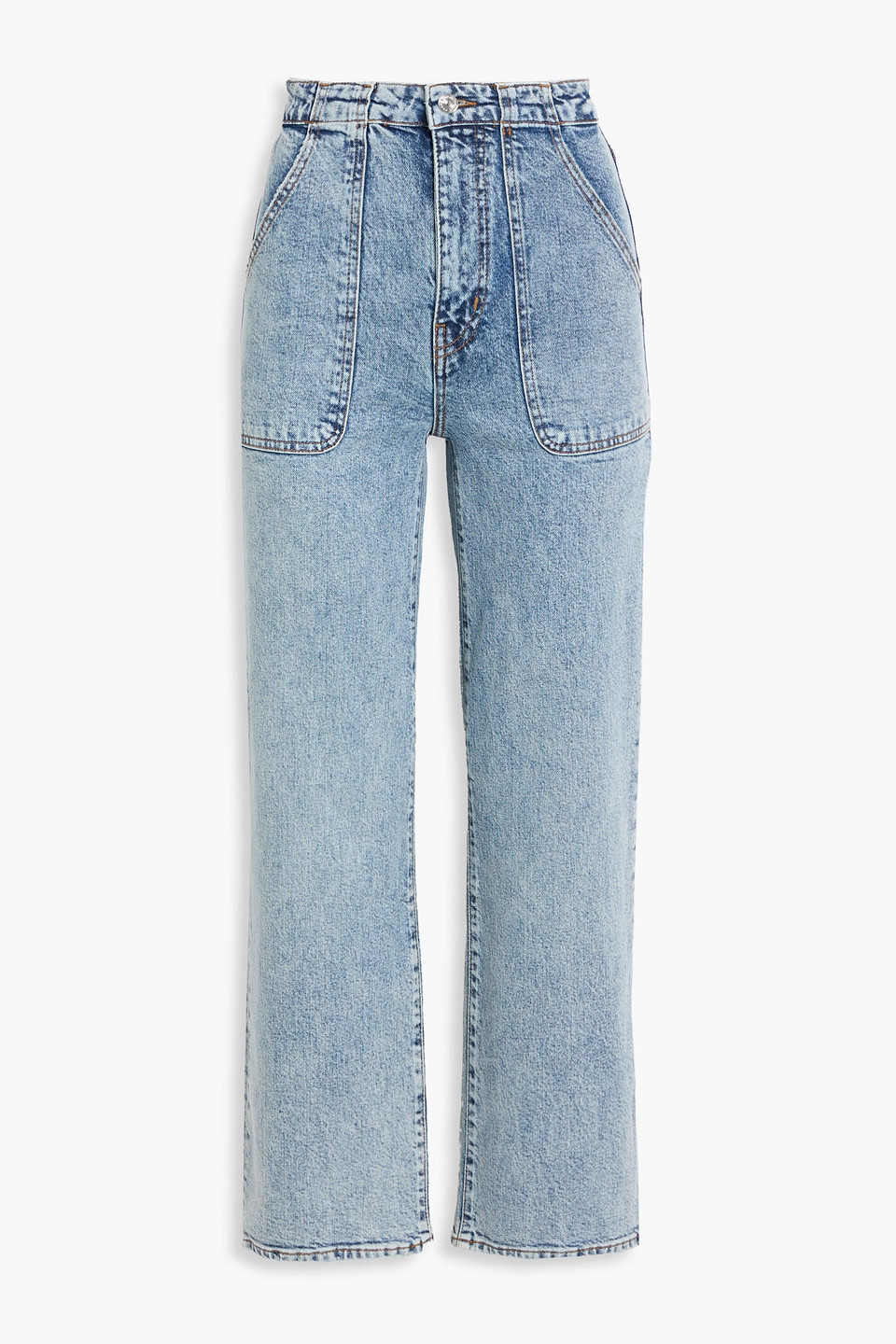 frame - the modern pocket acid-wash high-rise wide-leg jeans - blue - 23