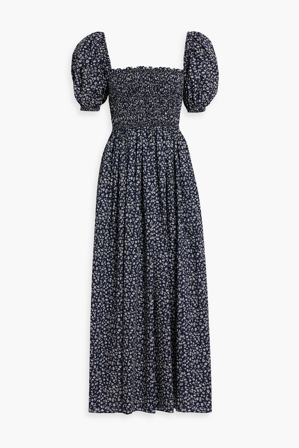 matteau shirred organic cotton midi dress Shirred organic cotton-poplin maxi dress - chocolate