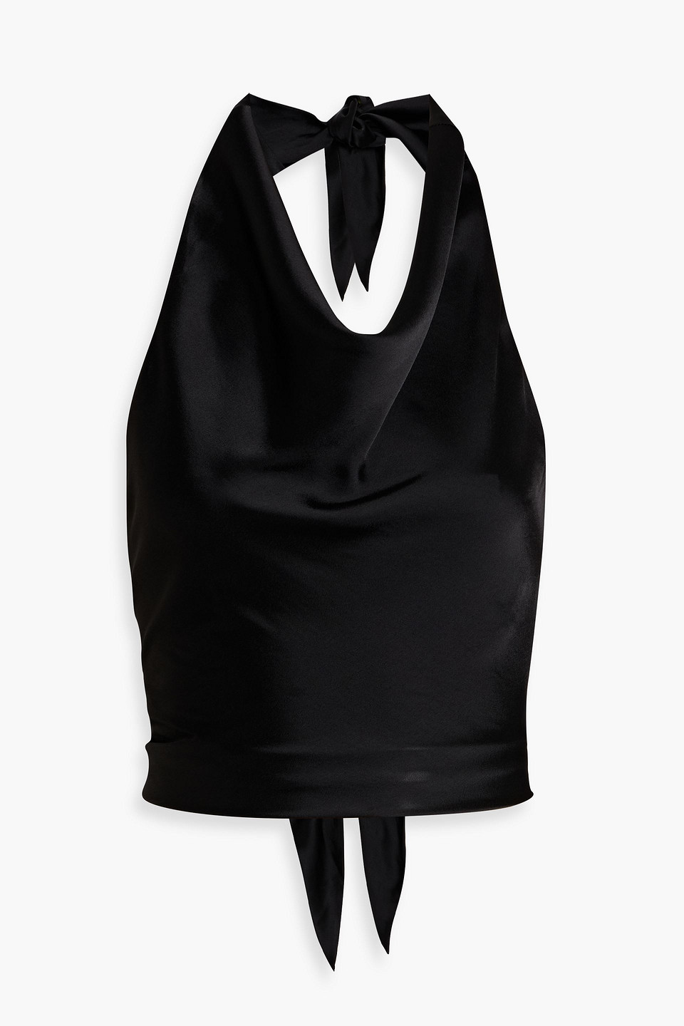 Matteau Draped Satin Halterneck Top In Black