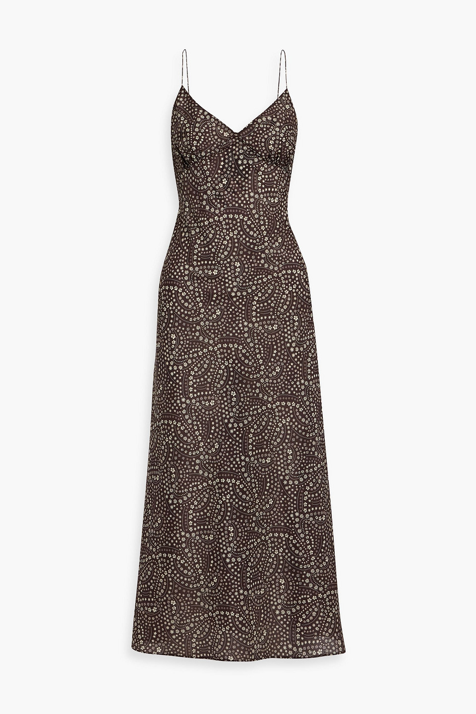 Matteau Floral-print Silk-voile Midi Slip Dress In Brown