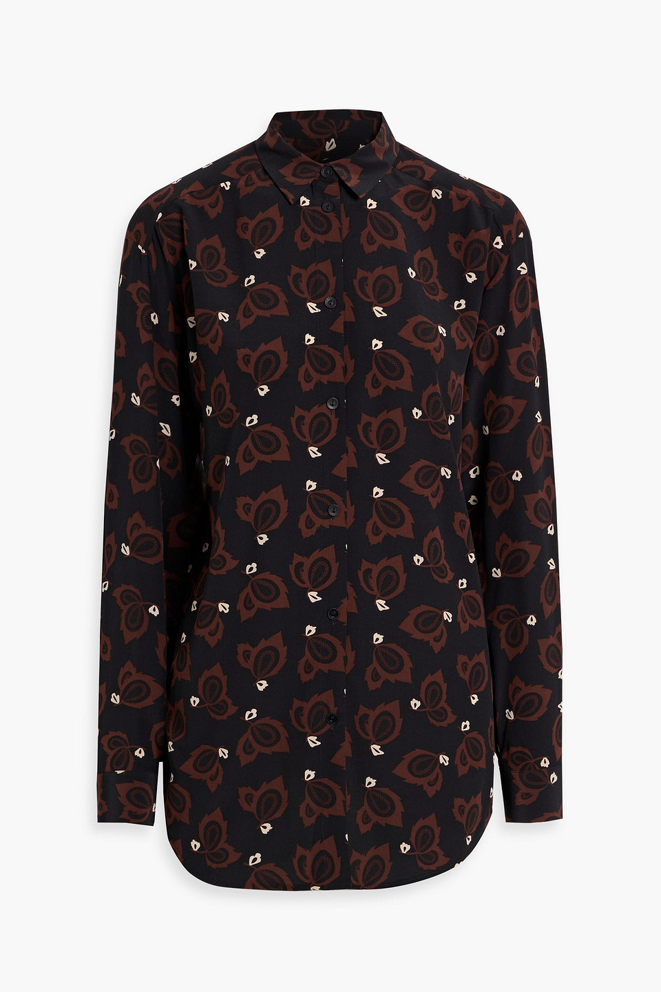 Matteau Printed Silk Crepe De Chine Shirt In Brown