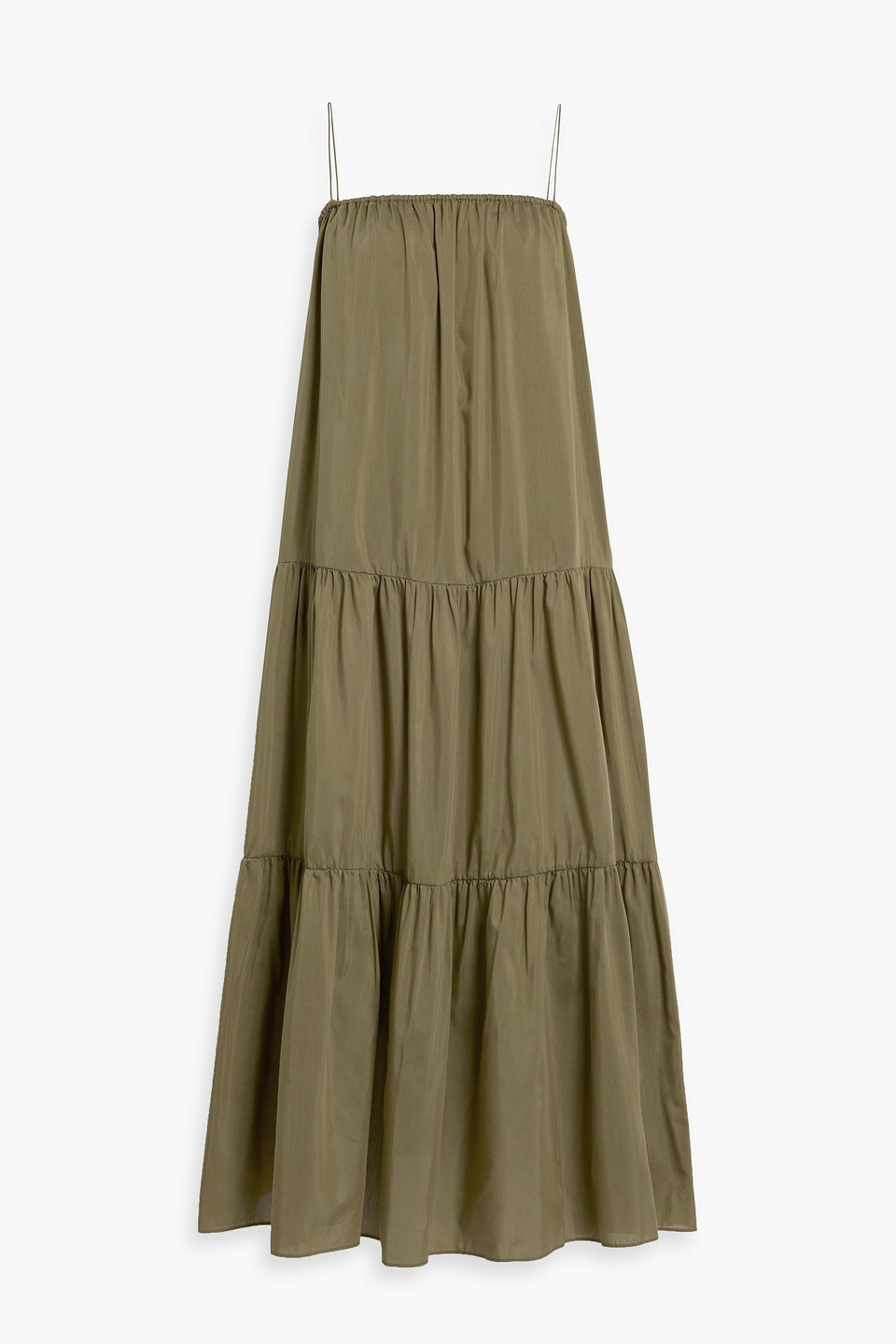 Matteau Tiered Cotton And Silk-blend Maxi Dress In Gray