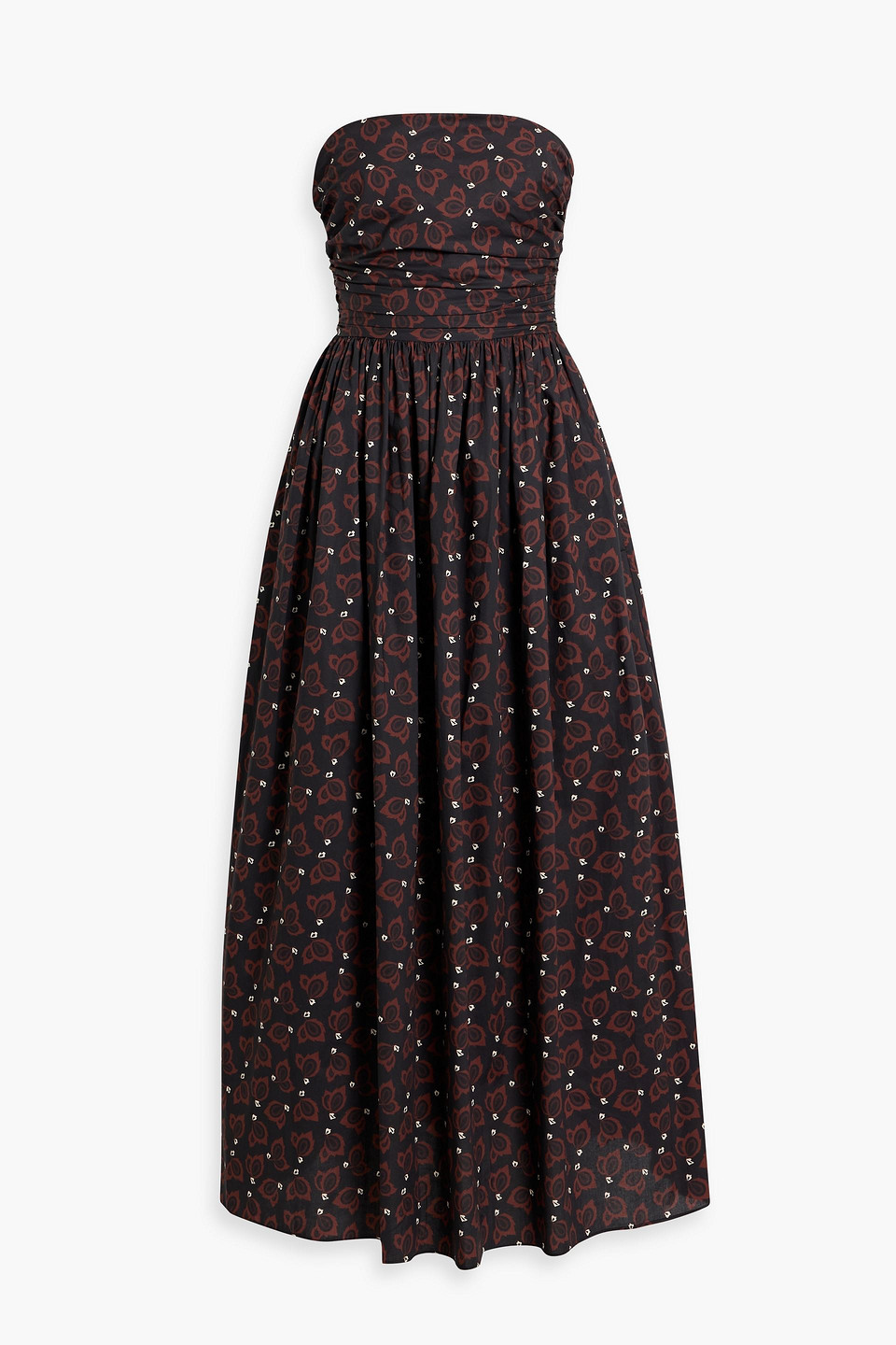 Matteau Strapless Printed Cotton-poplin Maxi Dress In Multi