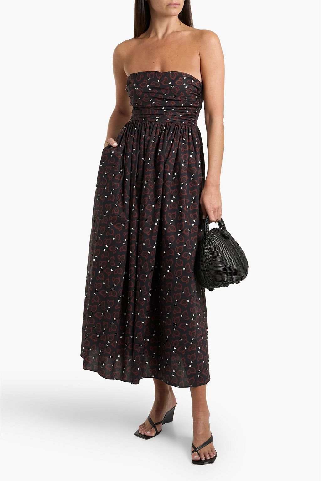 sachin and babi light blue dress MATTEAU Strapless printed cotton-poplin maxi dress