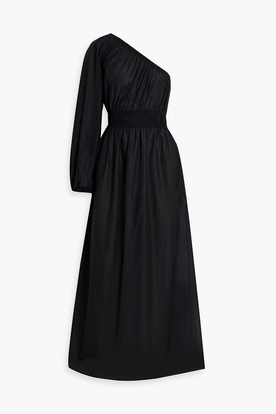 Matteau One-sleeve Cotton And Silk-blend Maxi Dress In Black