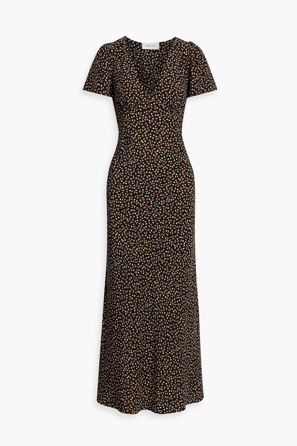 Matteau Floral-print Silk Crepe De Chine Maxi Dress In Brown