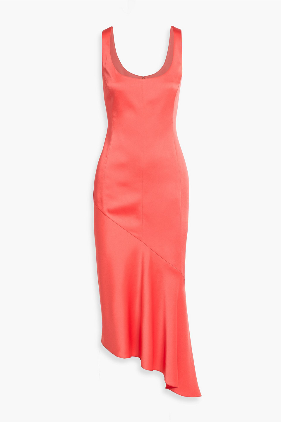 safiyaa - warner asymmetric satin midi dress - orange - fr 40