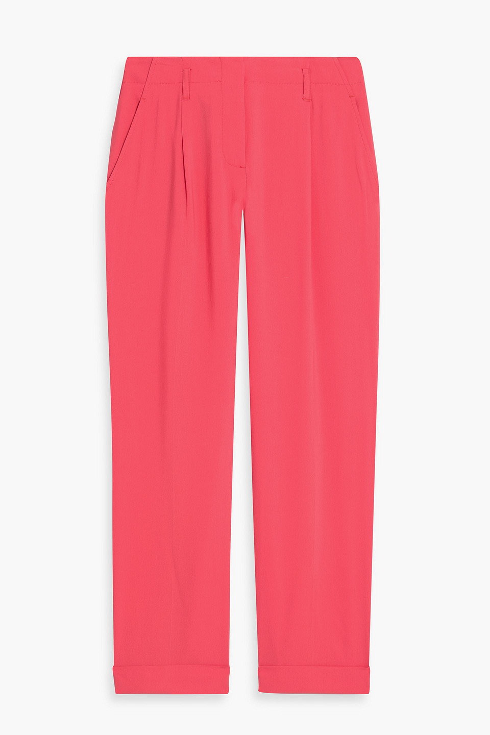 Etro Pleated Crepe De Chine Straight-leg Pants In Pink