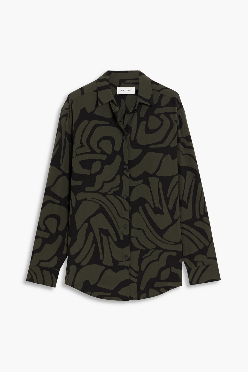 Matteau Printed Silk Crepe De Chine Shirt In Black
