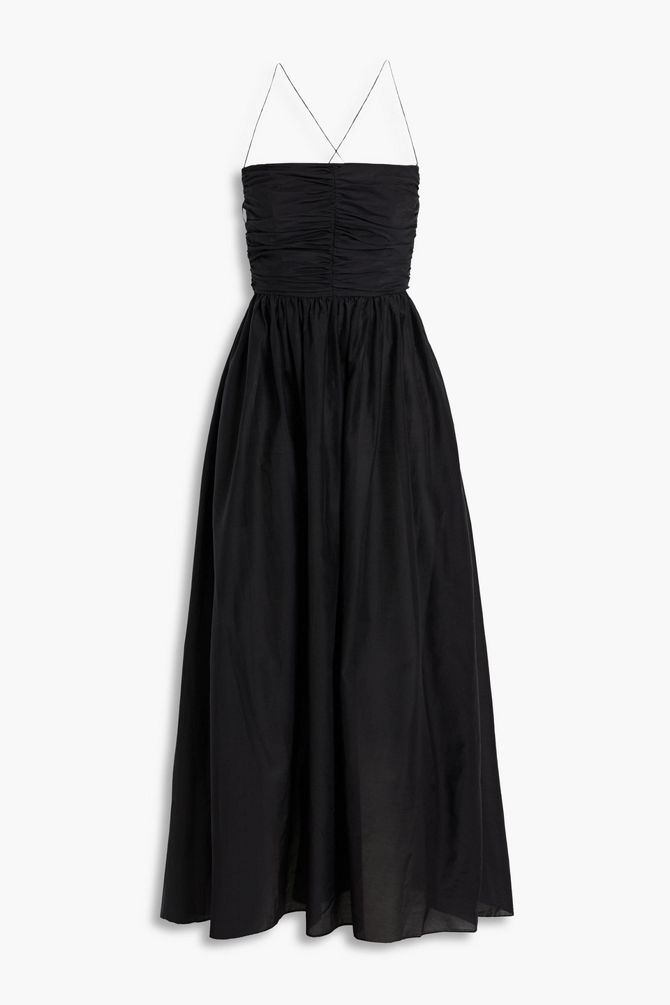 Matteau Cotton And Silk-blend Voile Maxi Dress In Black