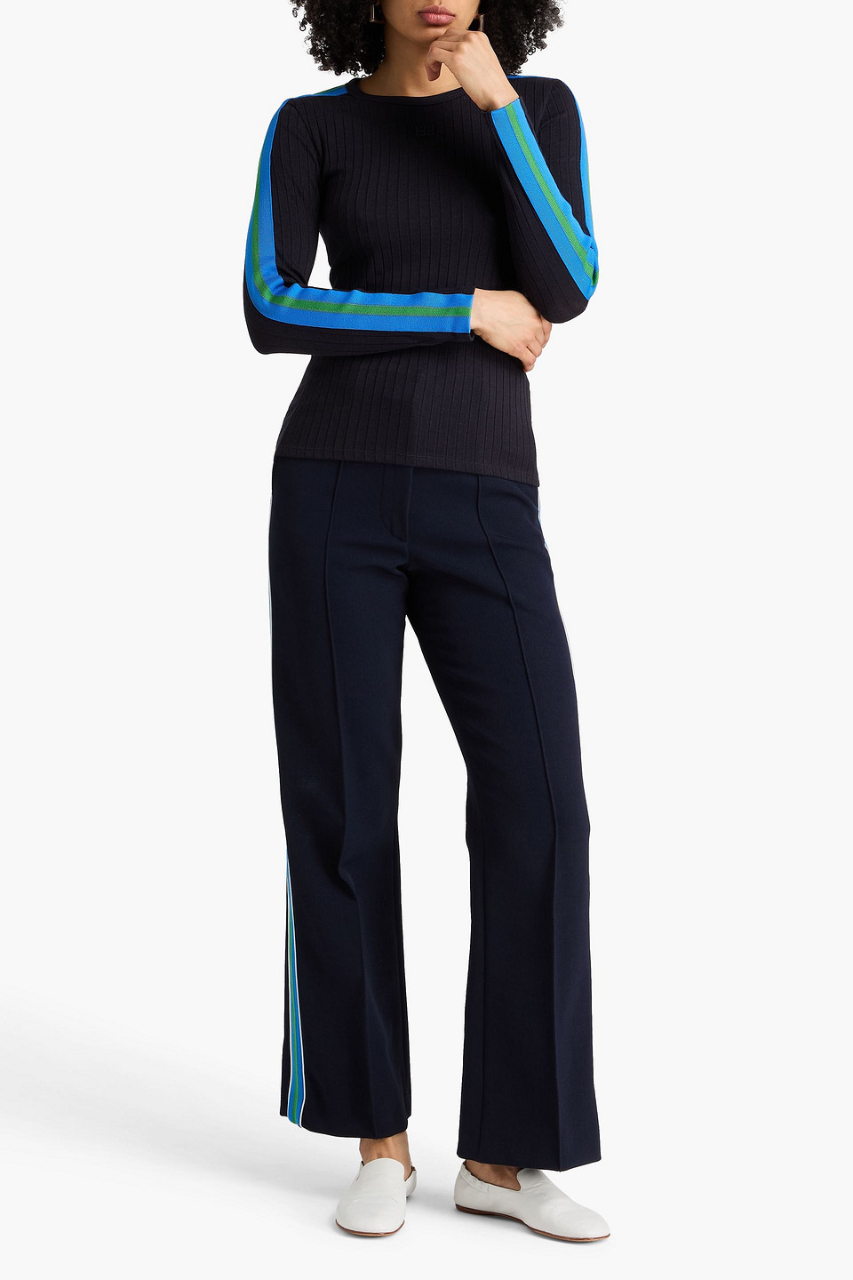  Wales Bonner - Geripptes Oberteil „aria“ Aus Jersey Aus Einer Lyocellmischung Mit Streifen - Blau - L 