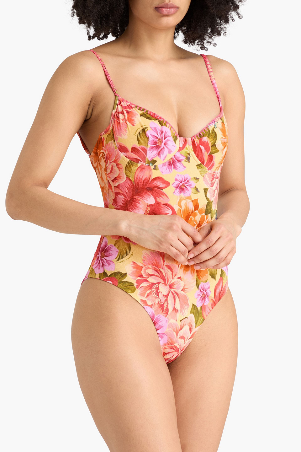  Farm Rio - Badeanzug Mit Floralem Print - Gelb - S 