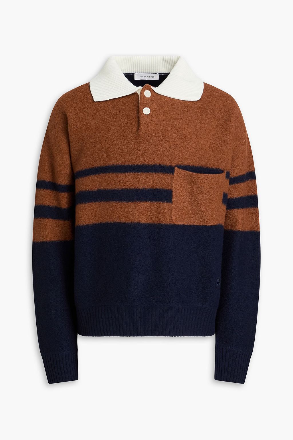 WALES BONNER Striped wool-bouclé polo shirt | THE OUTNET