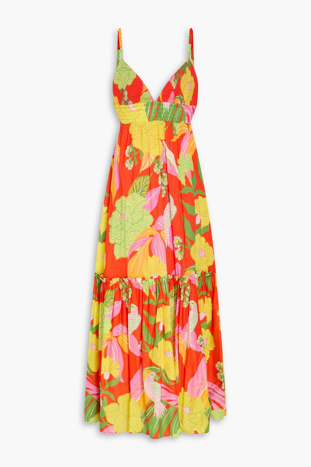farm rio cotton tiered maxi dress Farm Rio x Anthropologie Cotton Tiered Maxi Dress at MarketFair Shoppes in Princeton, NJ