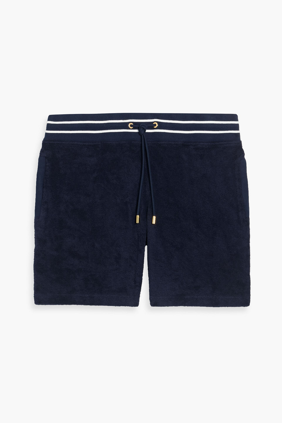 orlebar brown - afador striped cotton-terry drawstring shorts - blue - xl