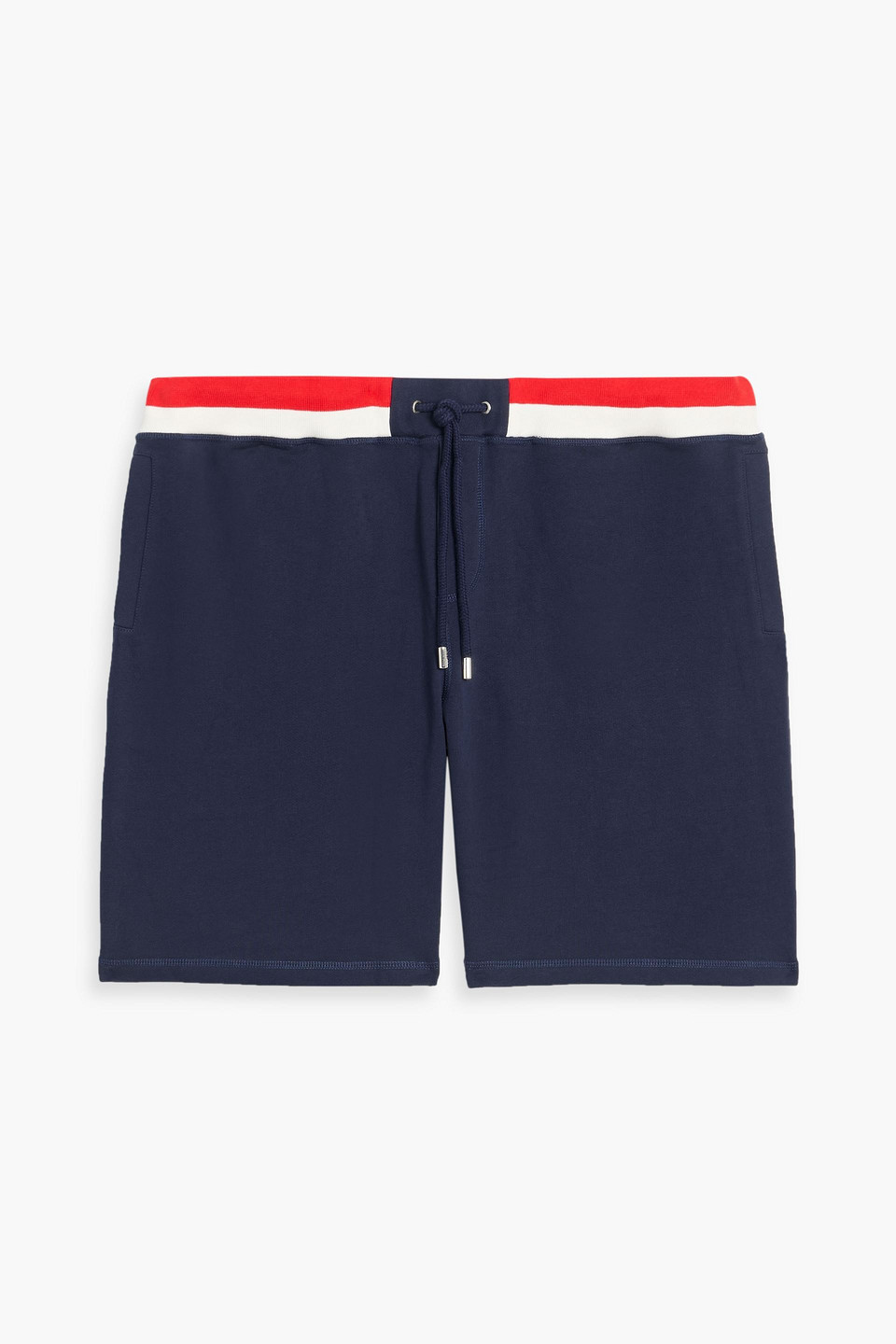 orlebar brown - afador striped french cotton-terry drawstring shorts - blue - xl
