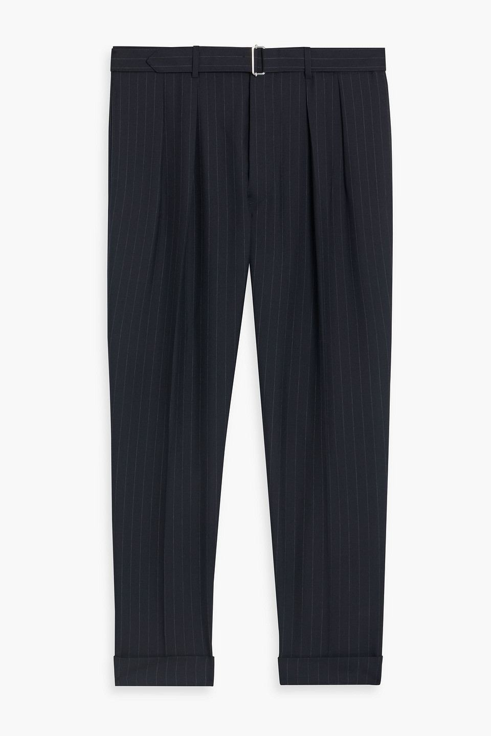officine générale - pierre belted pinstriped wool pants - blue - it 52