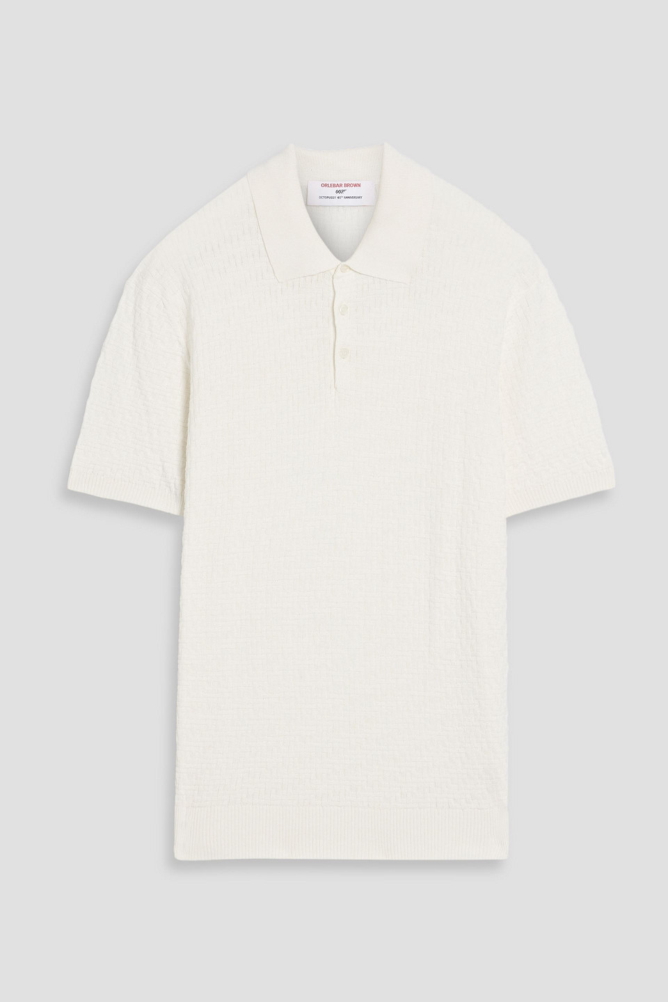 orlebar brown - burnham jacquard-knit silk and cotton-blend polo shirt - white - xl