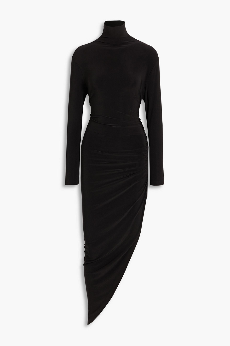 norma kamali - asymmetric stretch-jersey turtleneck dress - black - fr 36