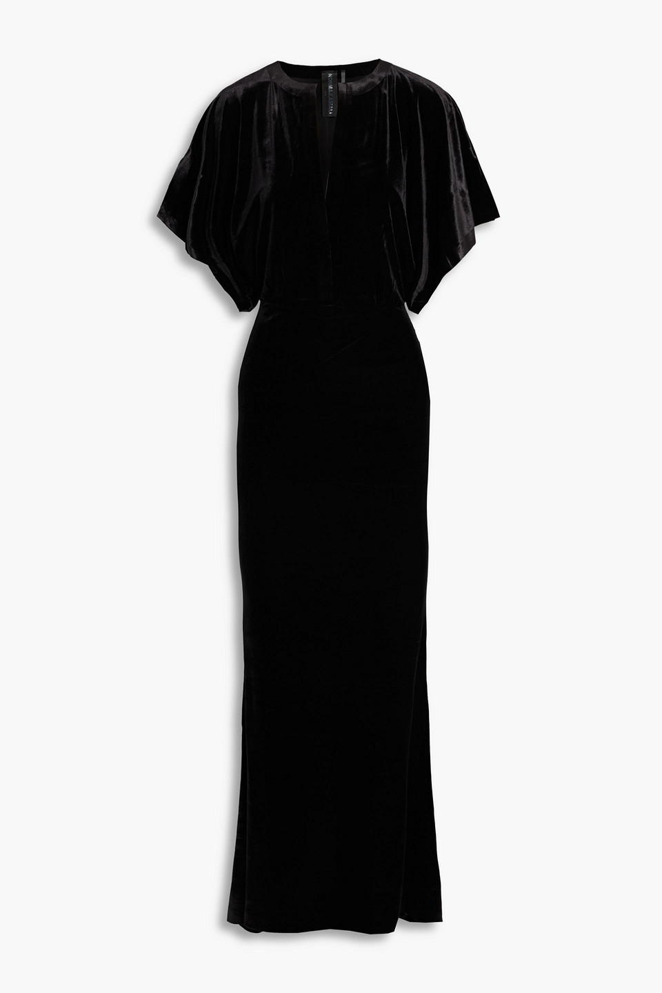 Norma Kamali Obie Stretch-velvet Gown In Black