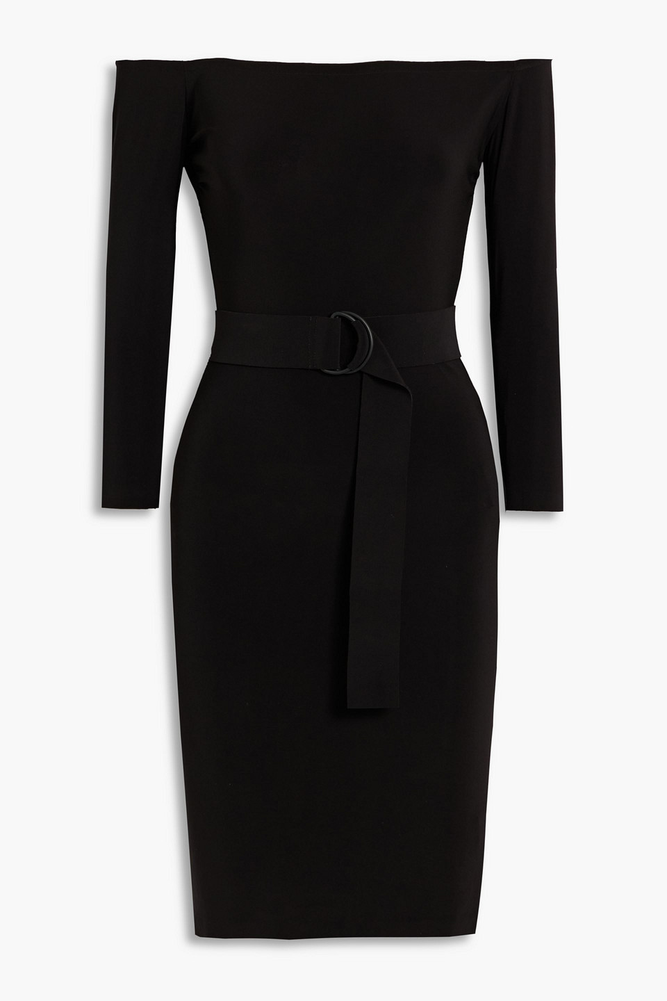 norma kamali - off-the-shoulder belted stretch-jersey mini dress - black - fr 40