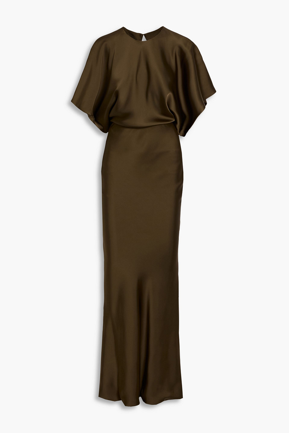 Norma Kamali Reverse Obie Satin Gown In Green
