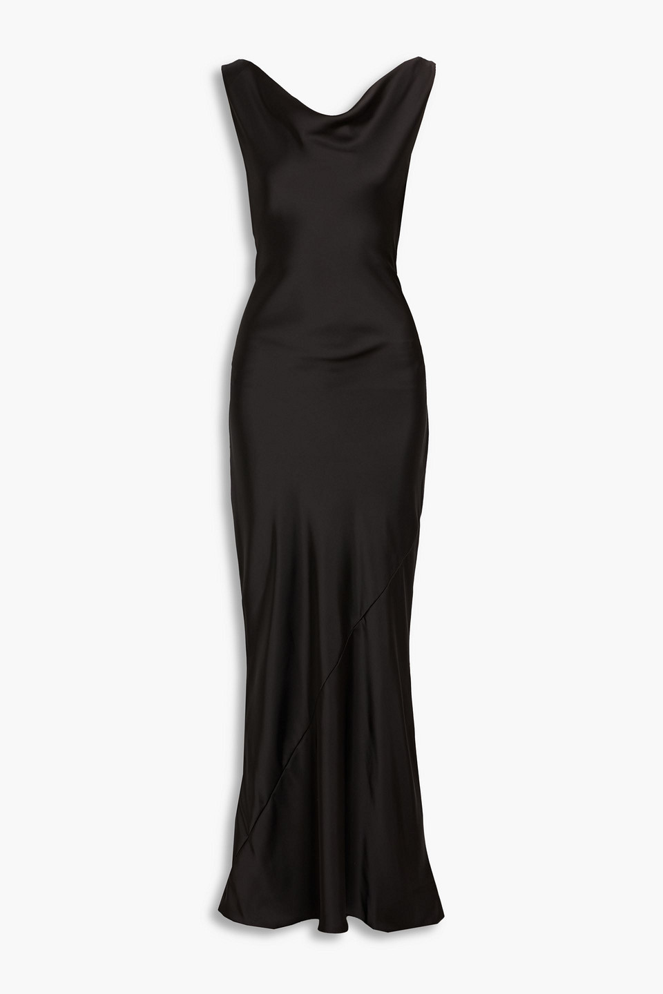 Norma Kamali Draped Satin Gown In Black