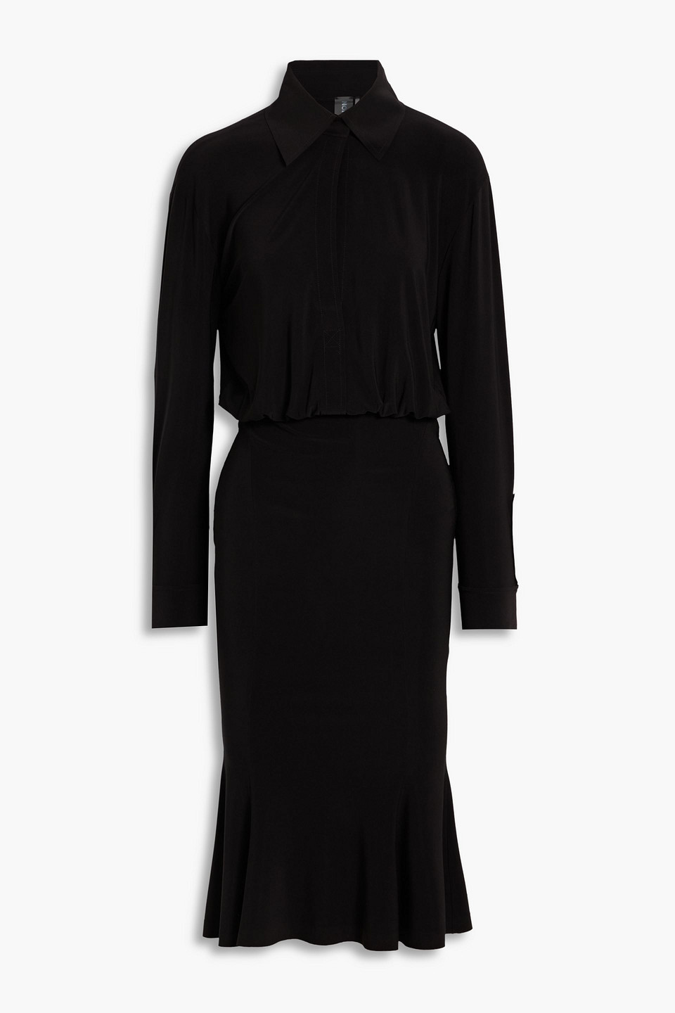 Norma Kamali Stretch-jersey Midi Shirt Dress In Black