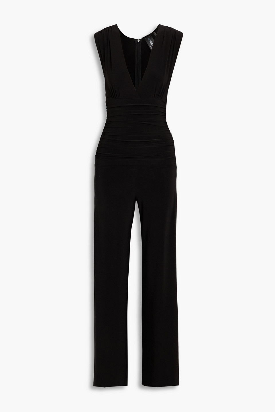 norma kamali - ruched stretch-jersey wide-leg jumpsuit - black - fr 34