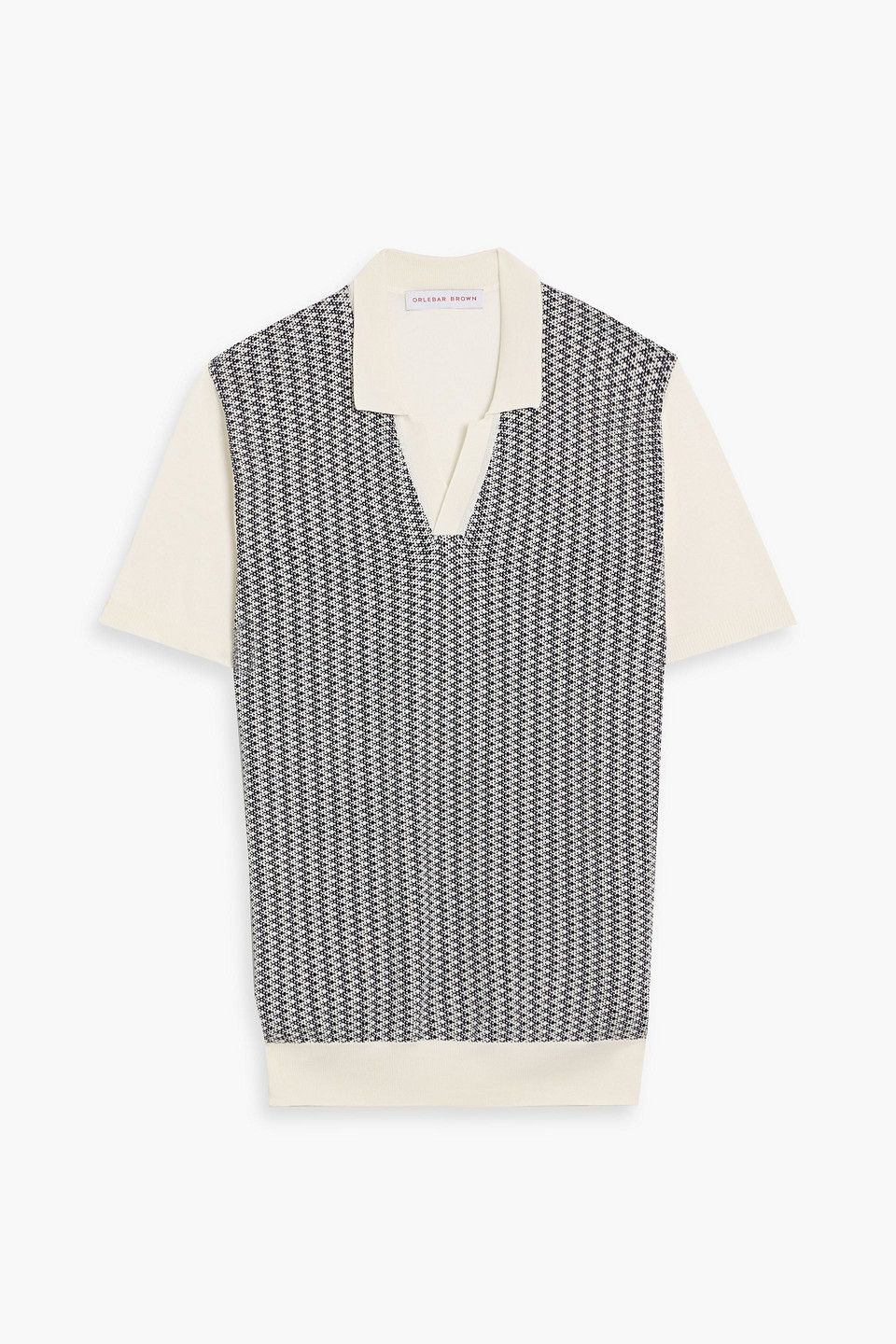 orlebar brown - horton jacquard-knit silk and cotton-blend polo shirt - blue - xl