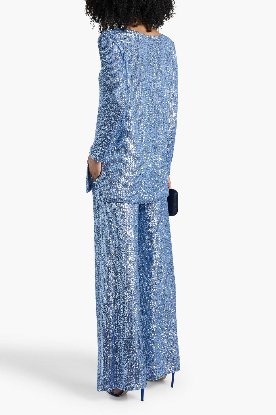  Naeem Khan - Sequined Stretch-tulle Top - Blue - S 