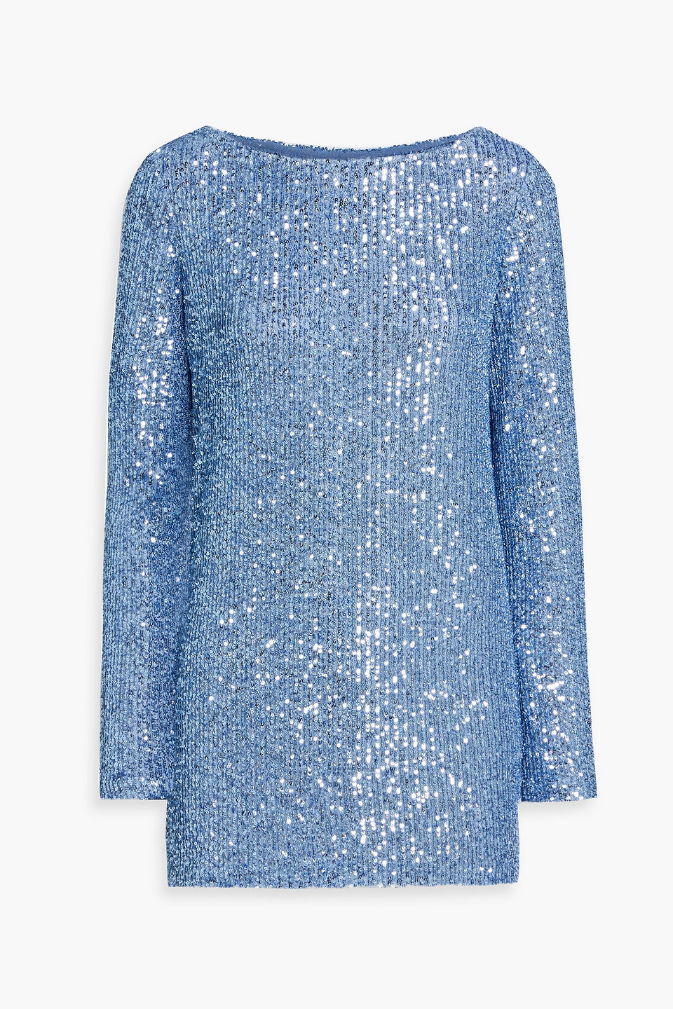 Naeem Khan Sequined Stretch-tulle Top In Brown