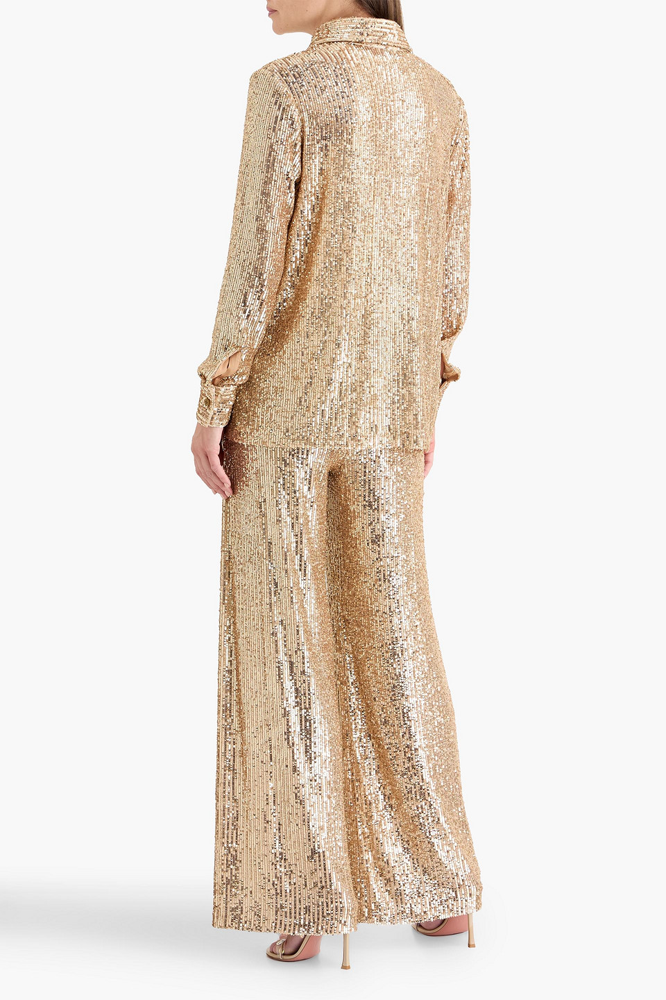  Naeem Khan - Sequined Stretch-tulle Shirt - Metallic - Us 6 