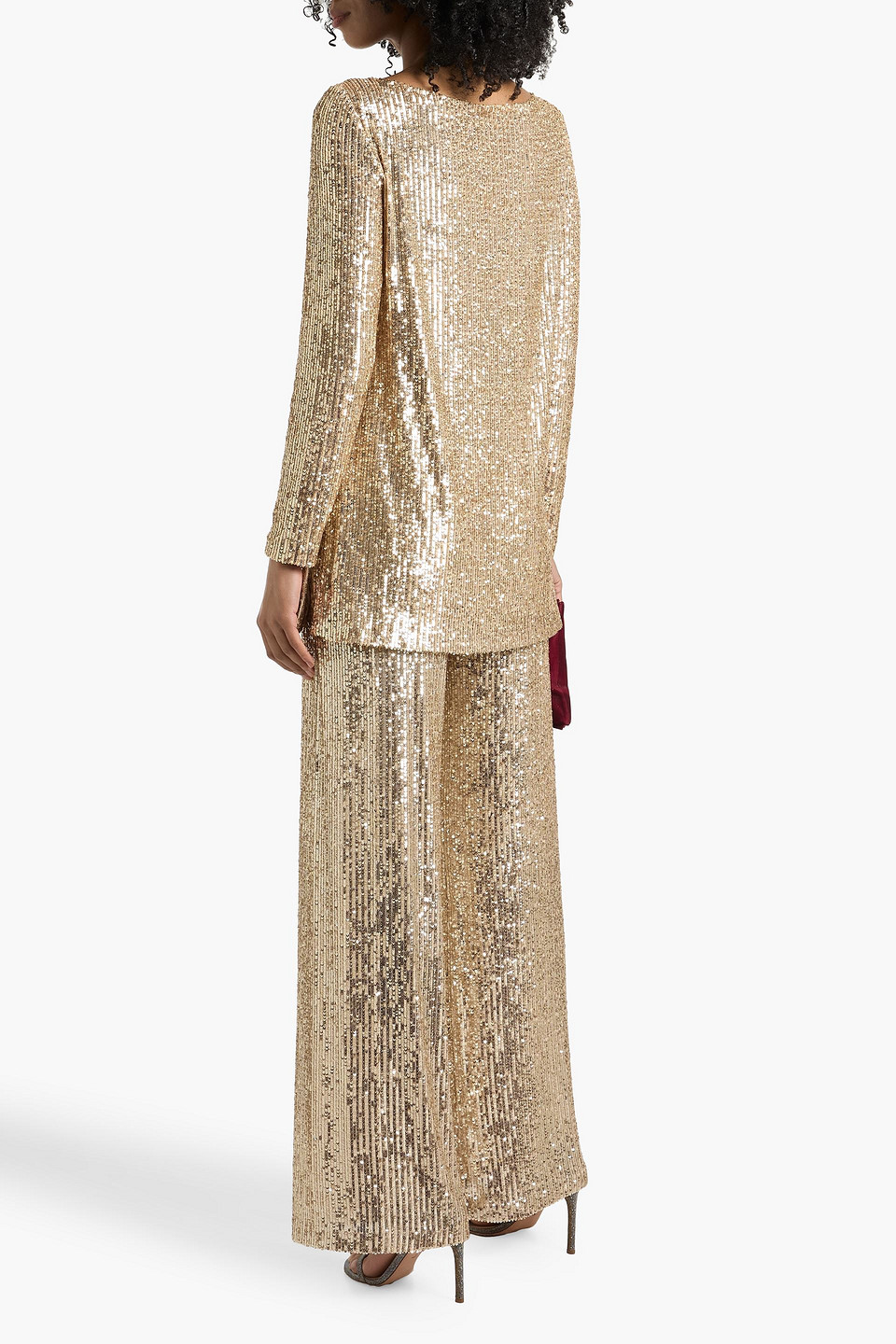  Naeem Khan - Sequined Stretch-tulle Top - Metallic - S 
