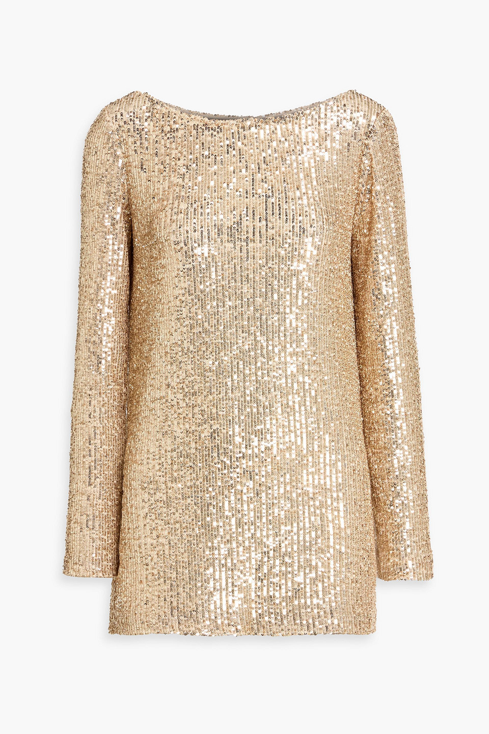 Naeem Khan Sequined Stretch-tulle Top In Gold