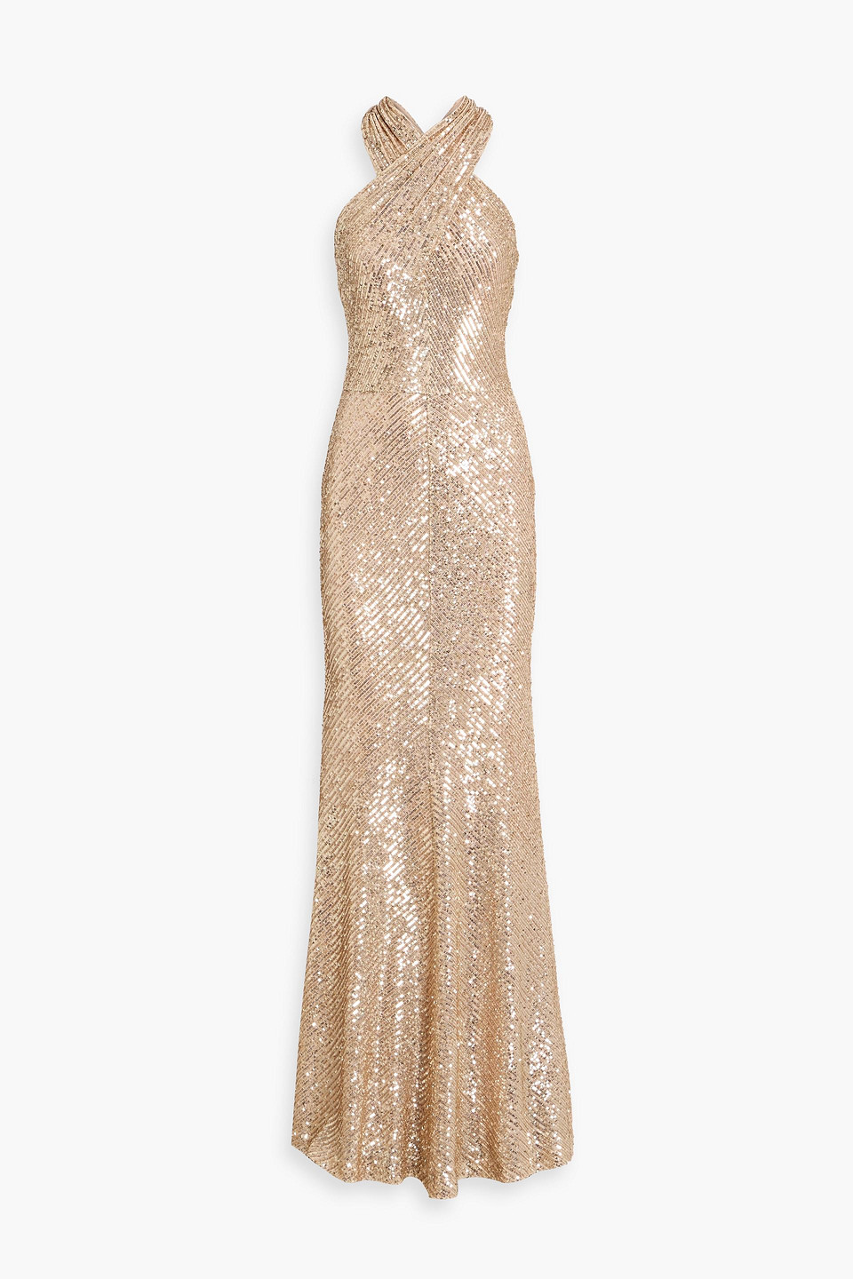 Naeem Khan Sequined Stretch-tulle Gown In Brown