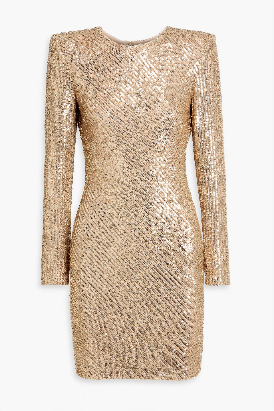 Naeem Khan Sequined Stretch-tulle Mini Dress In Gold