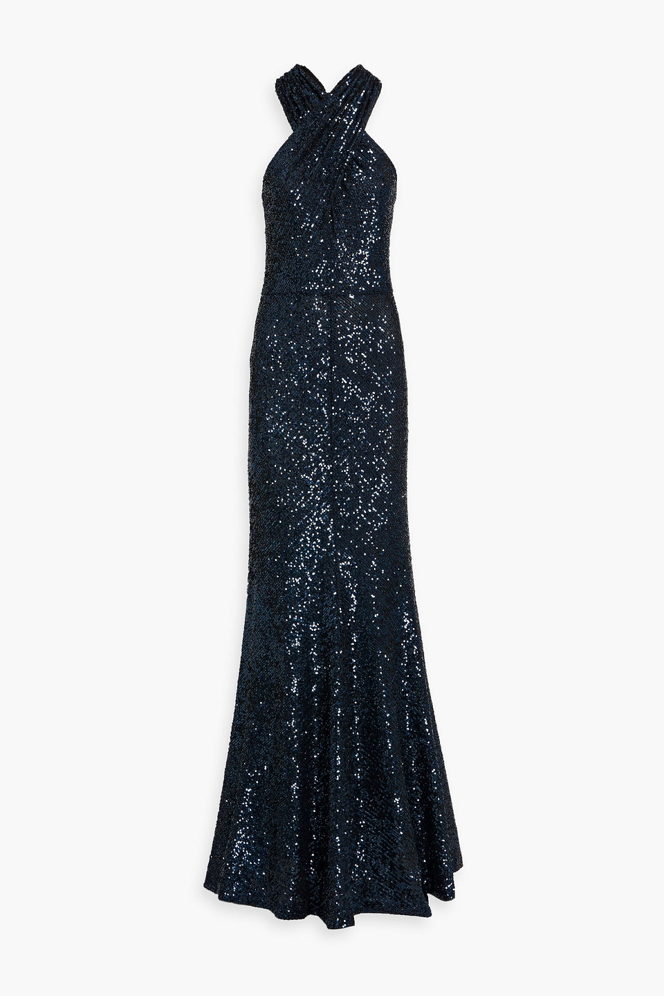 Naeem Khan Sequined Stretch-tulle Gown In Black