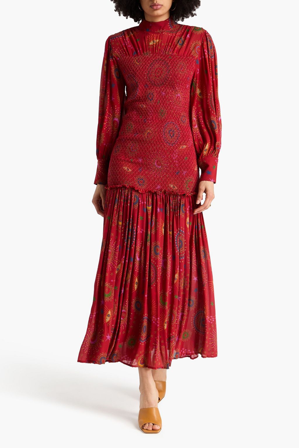 FARM RIO Morada pleated guipure lace maxi dress | THE OUTNET FARM RIO Morada pleated guipure lace maxi dress | THE OUTNET