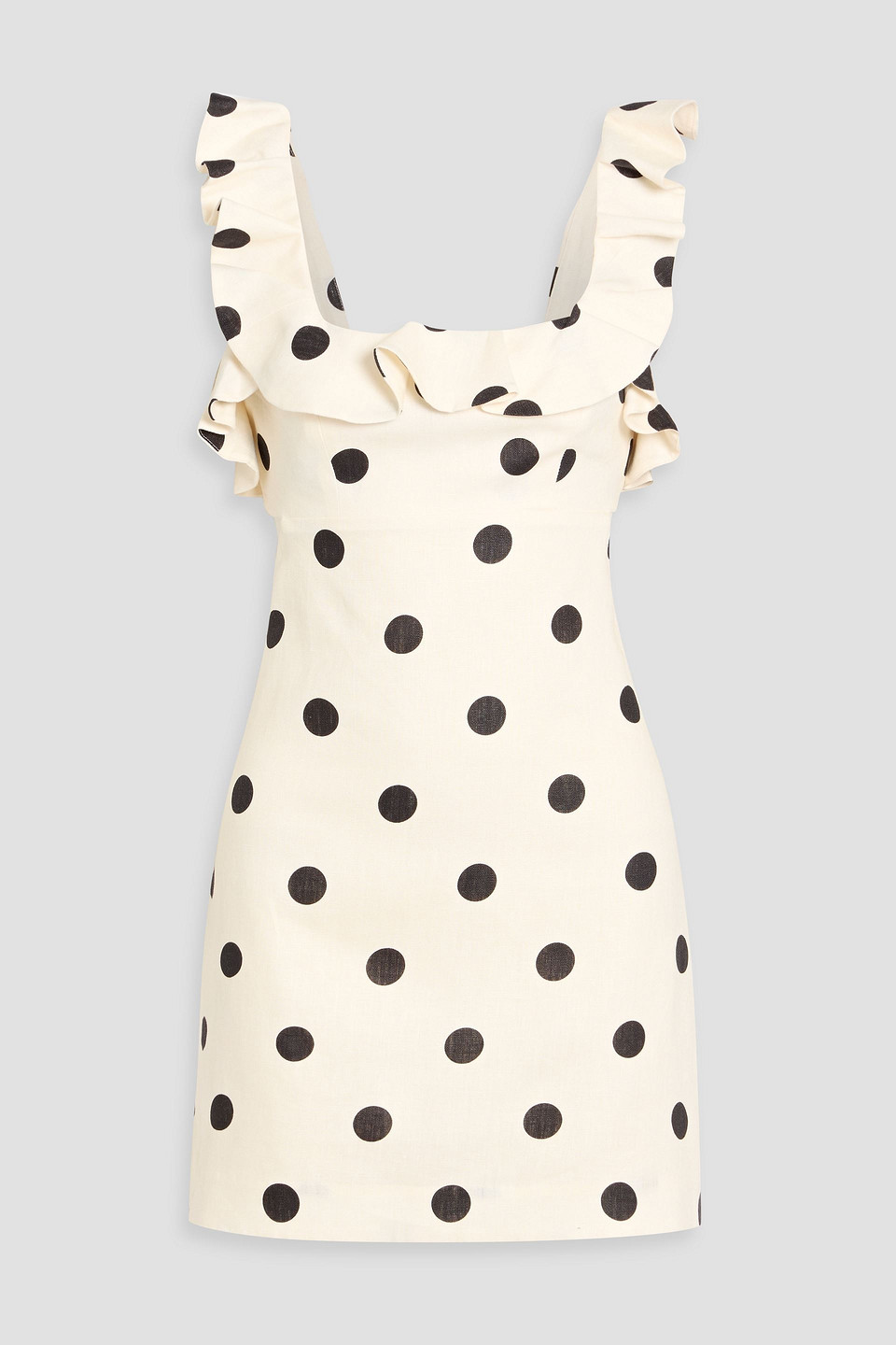 Zimmermann Ruffled Polka-dot Linen Mini Dress In White