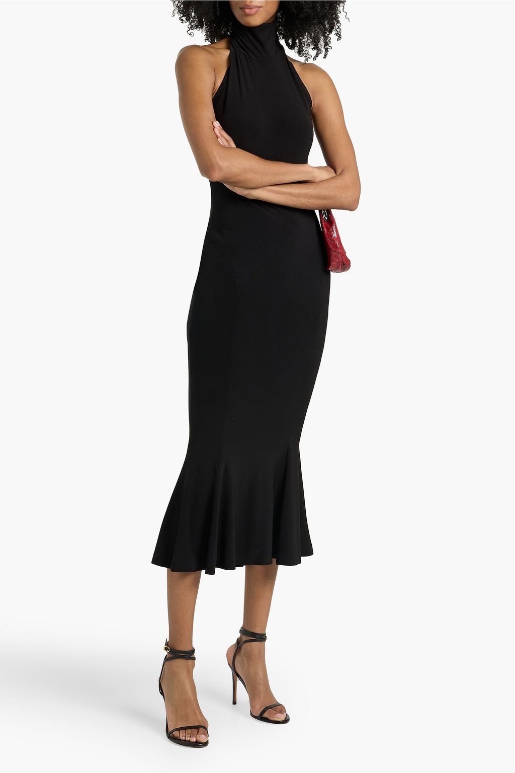 halter dress long sleeve Long Sleeve Halter Sparkly Maxi Dress main image 0