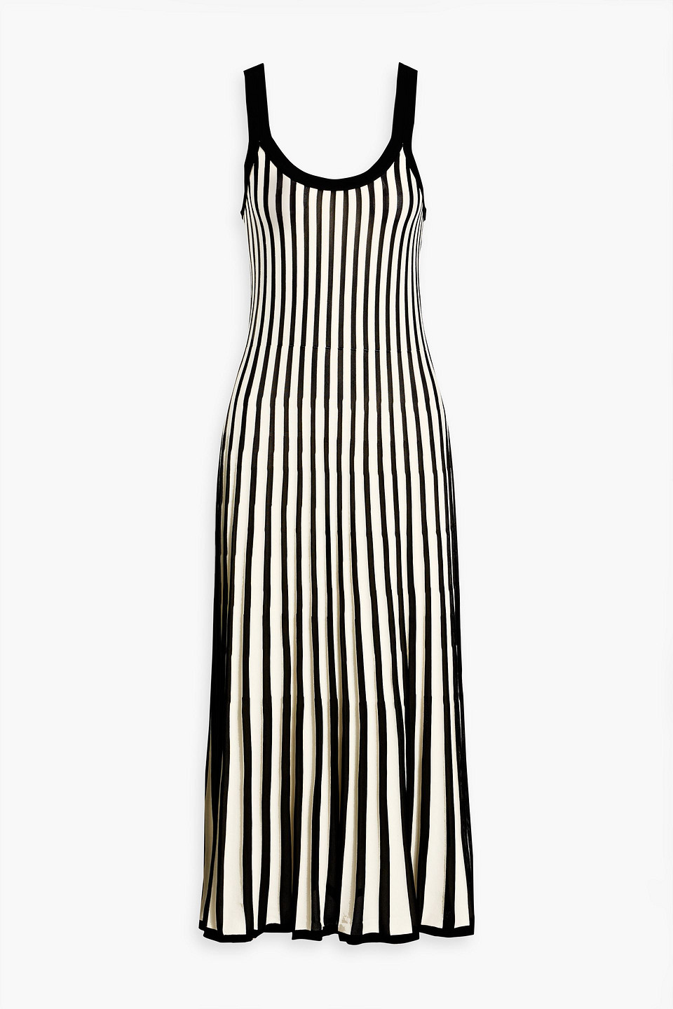 zimmermann - striped cotton-blend midi dress - black - 1