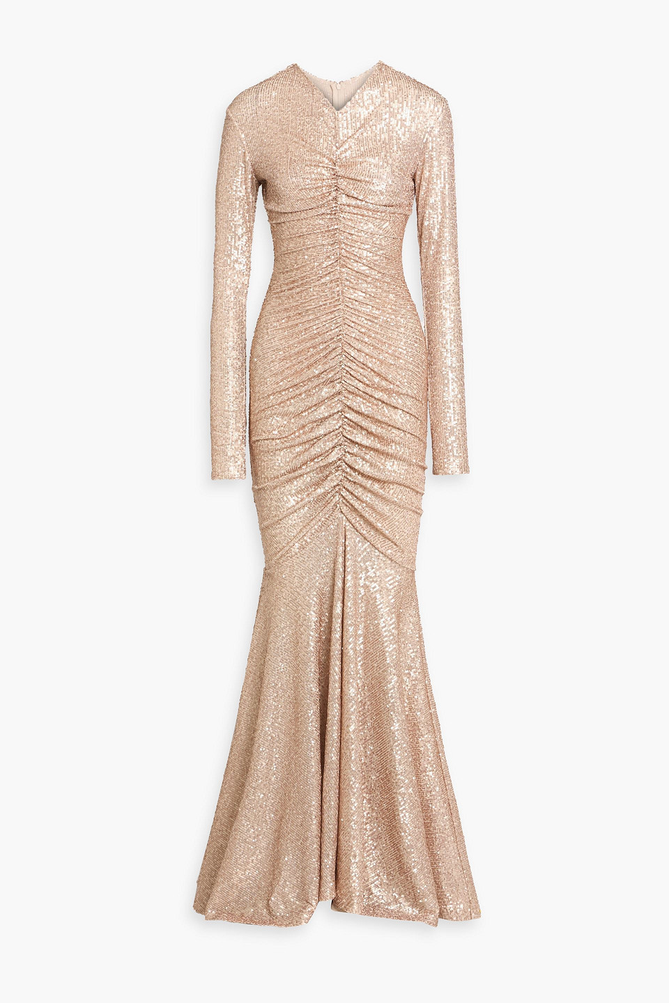 norma kamali - ruched sequined stretch-mesh gown - pink - fr 38