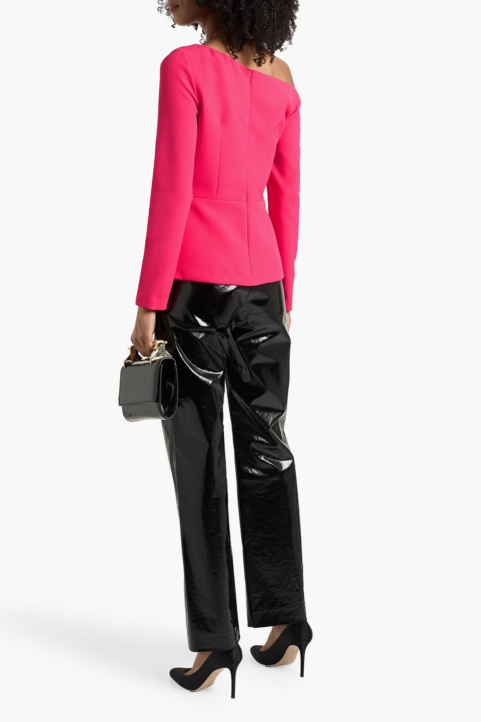  Safiyaa - Oberteil „bellene“ Aus Stretch-crêpe Mit Asymmetrischer Schulterpartie Und Drapierung - Pink - Fr 36 