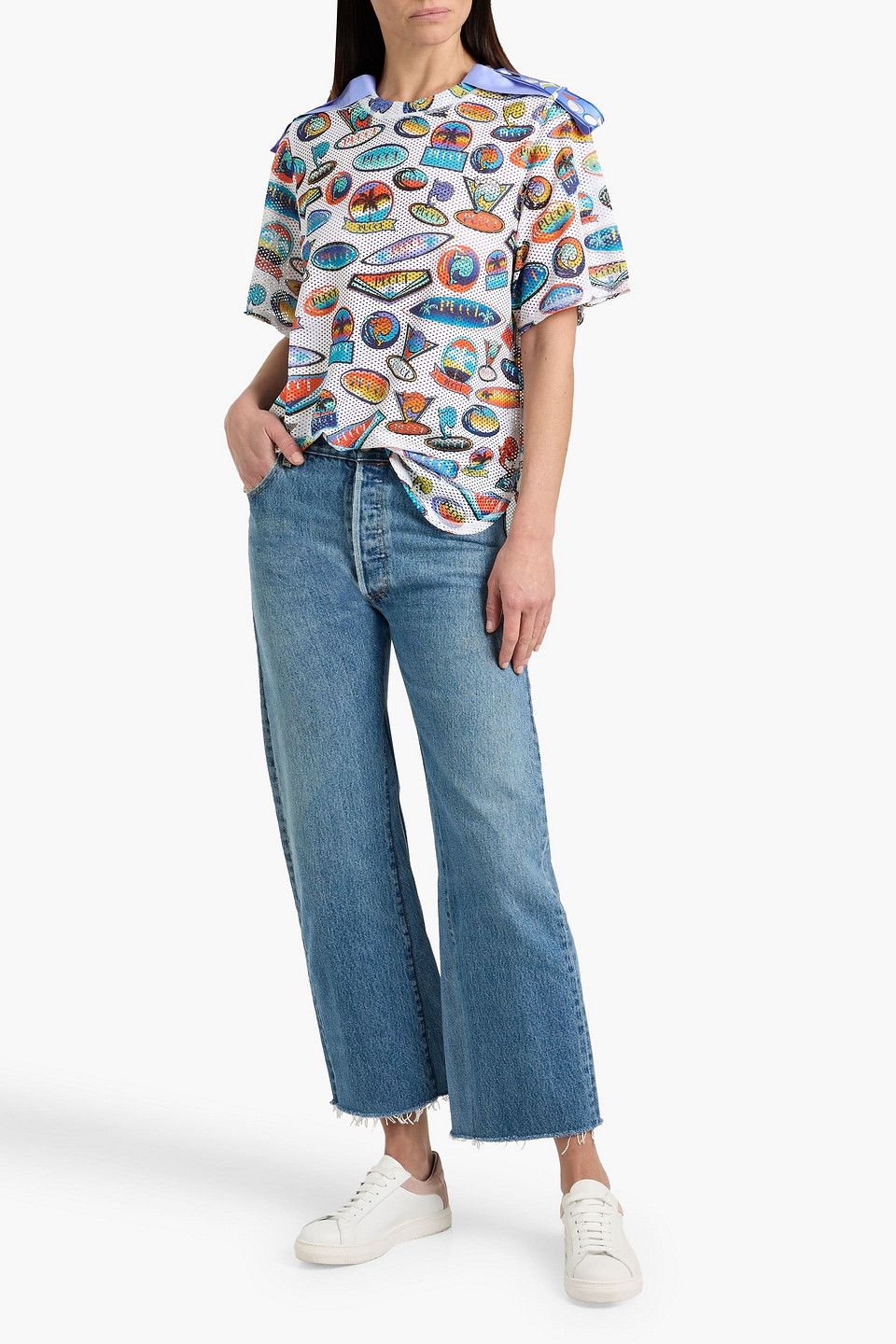 Pucci Printed Mesh Top In Multi