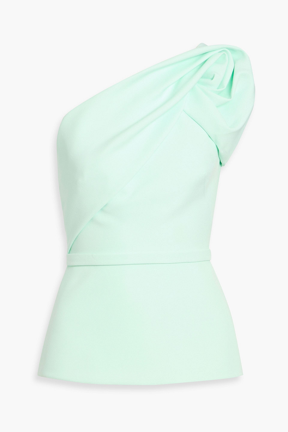 Safiyaa Jaida One-shoulder Draped Crepe Top In Green