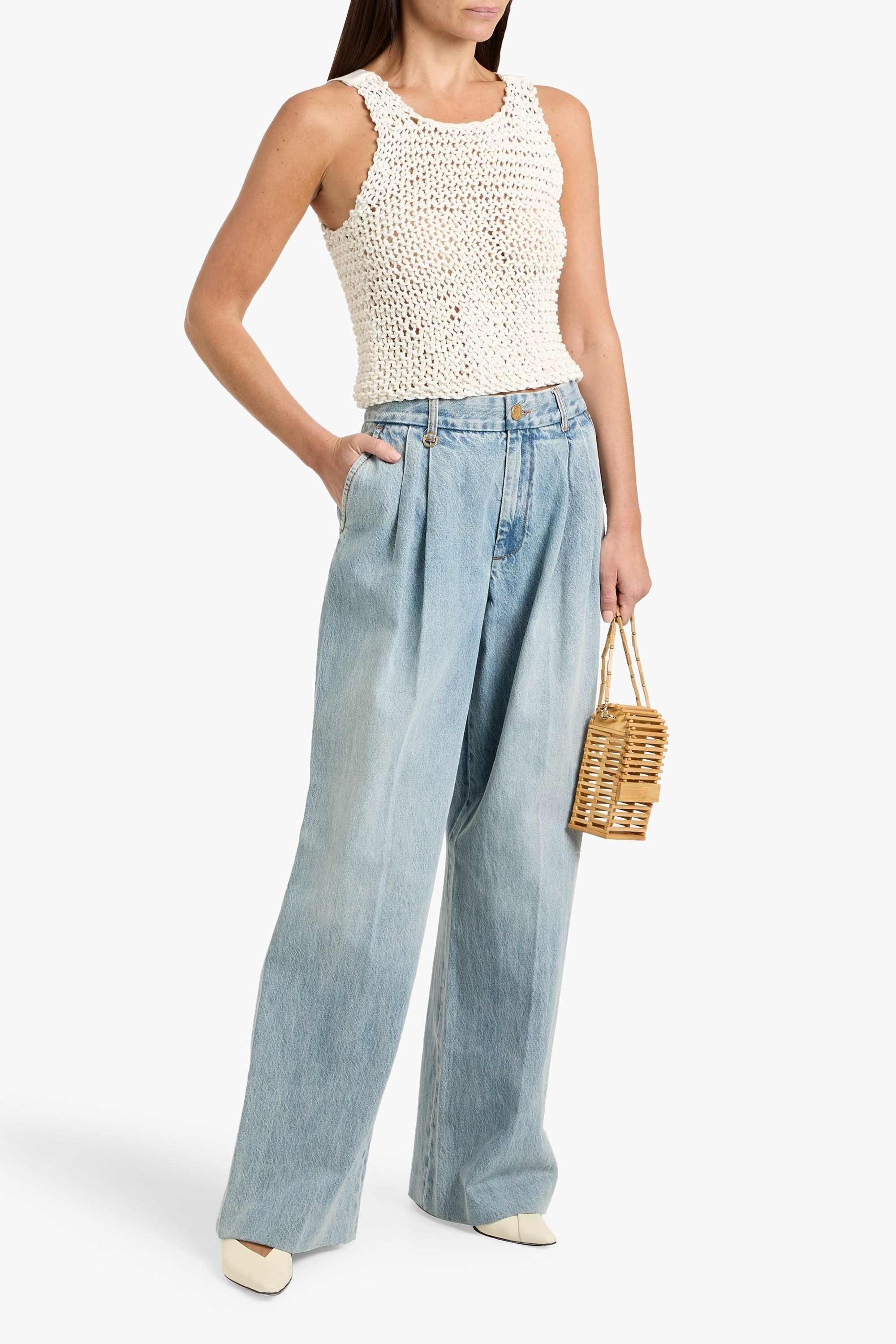 Zimmermann Pleated high-rise wide-leg jeans