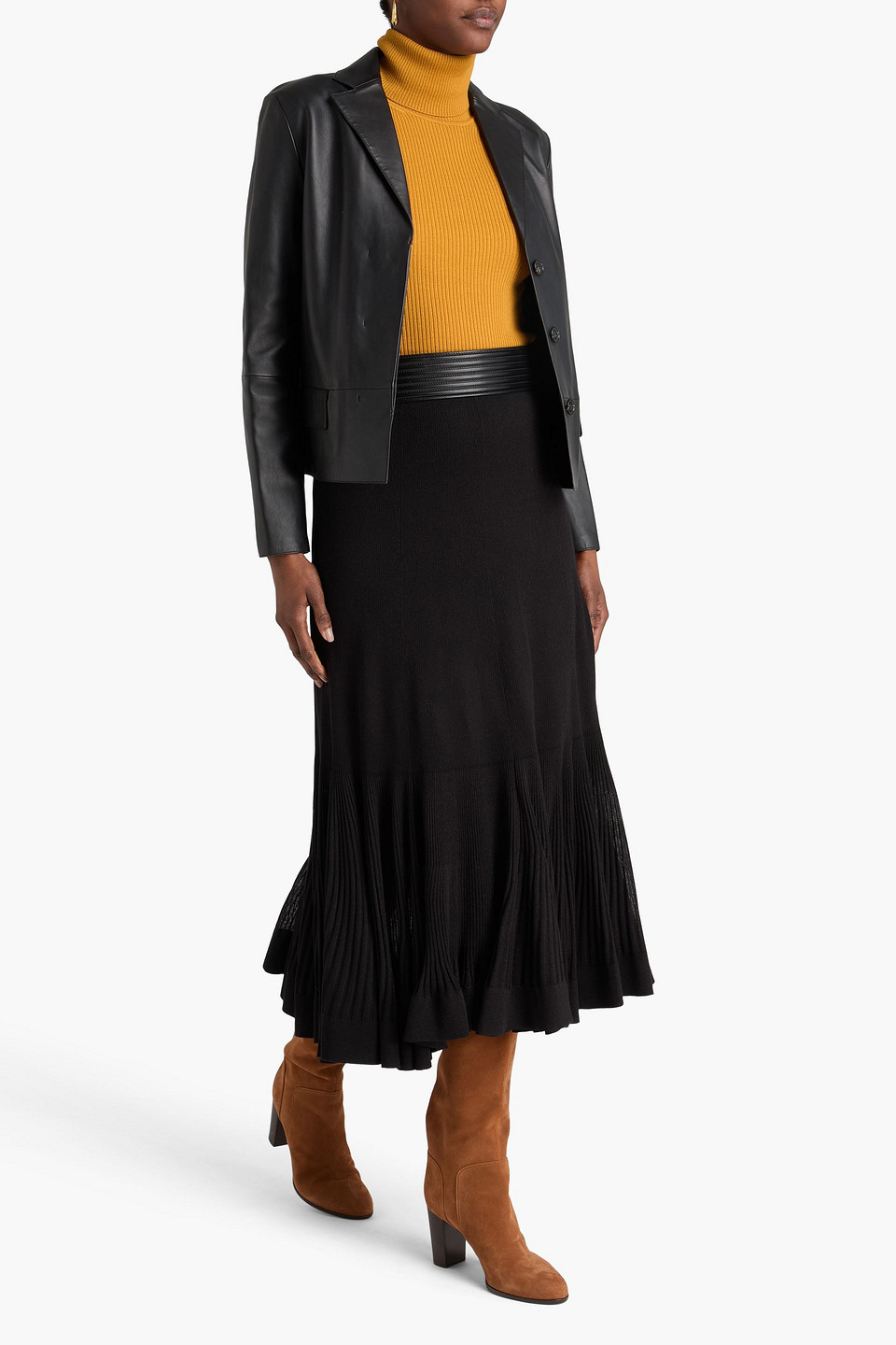  Zimmermann - Pleated Knitted Midi Skirt - Black - 1 