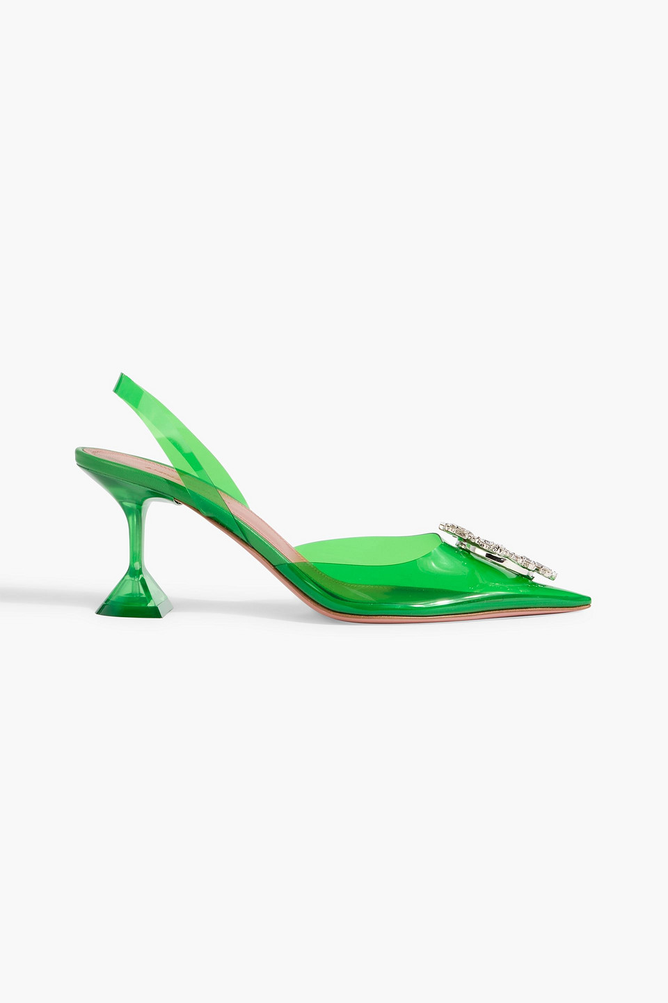 amina muaddi - begum crystal-embellished pvc slingback pumps - green - eu 36.5