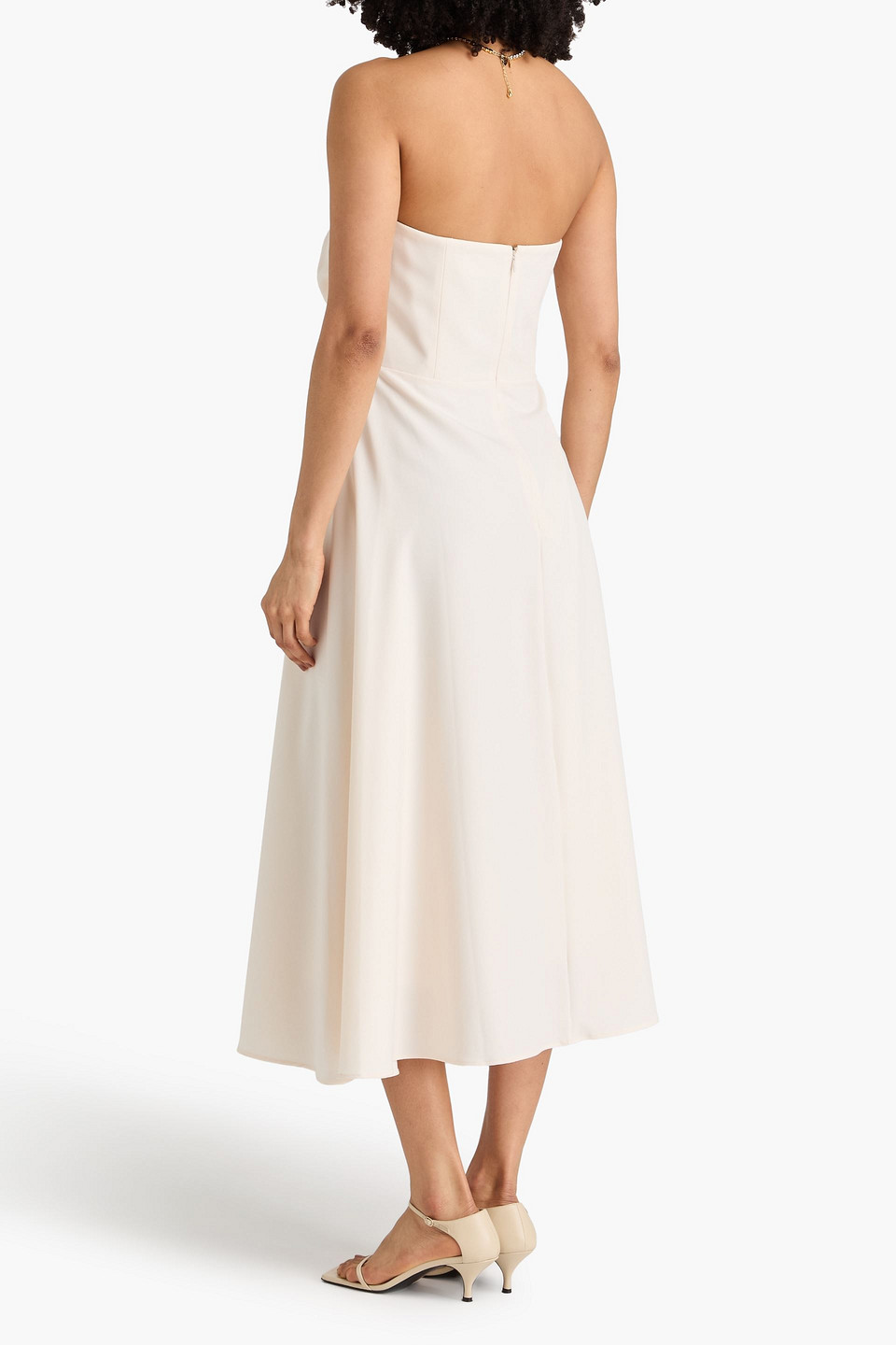  Leo Lin - Trägerloses Midikleid „ivanna“ Aus Twill - Weiß - Uk 12 